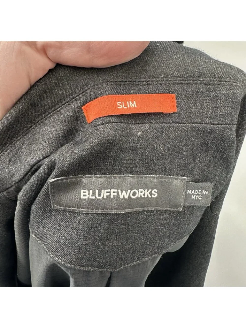 BLUFFWORKS GRAMERCY TRAVEL BLAZER slim fit jacket sport coat 46R metro gray knit